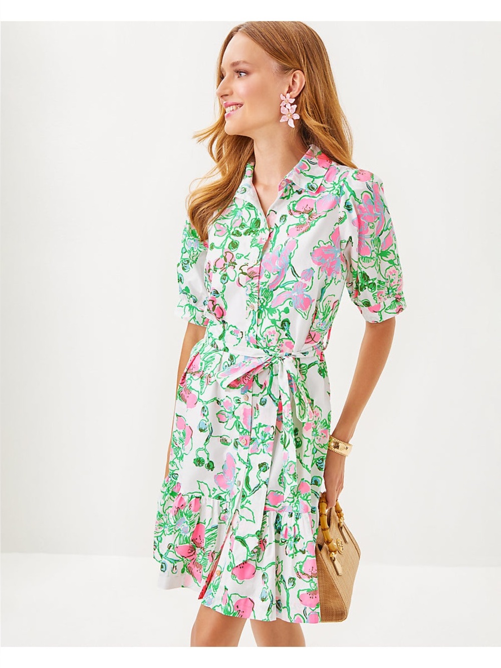 NWT Lilly Pulitzer Sashria Dress "Multi Oversized Orchids on the Avenue" Size 16